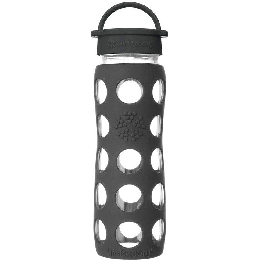 22oz Glass Water Bottle with Silicone Sleeve | Lifefactory Onyx