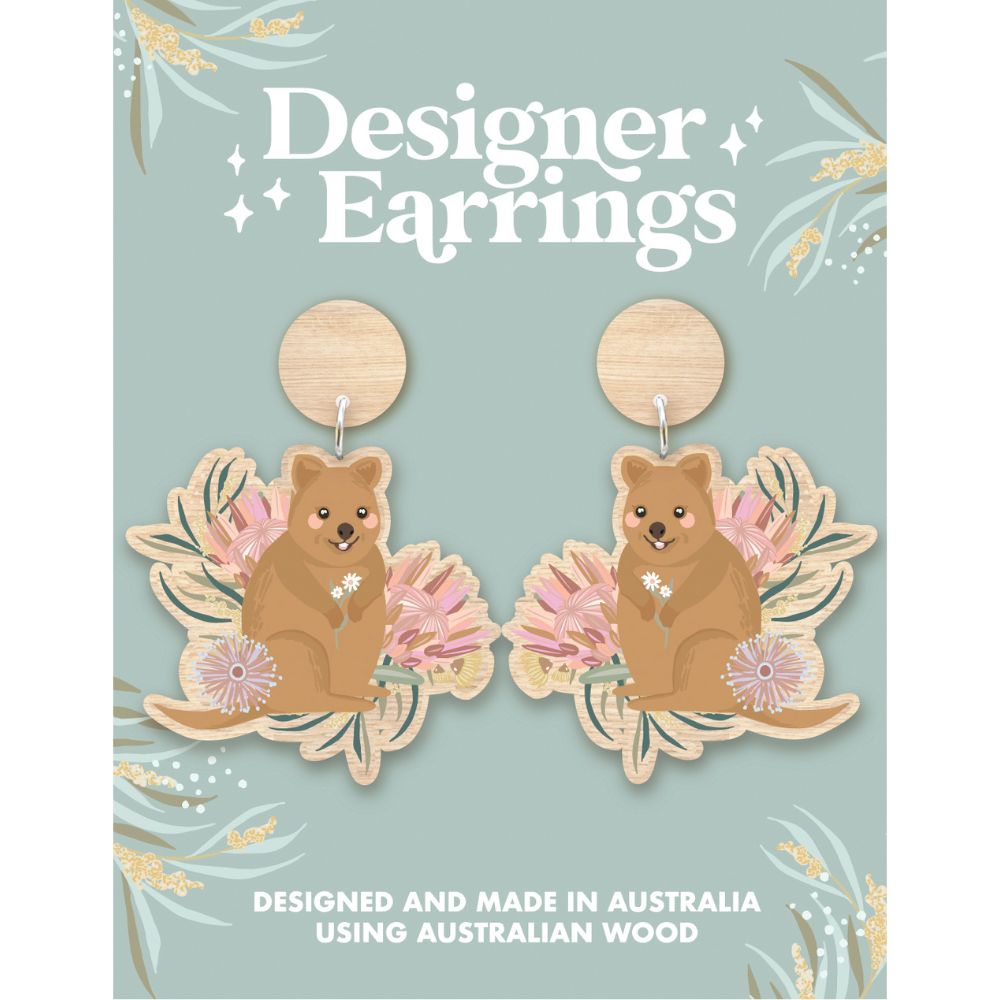 Aero Images Wooden Earrings - Quokka