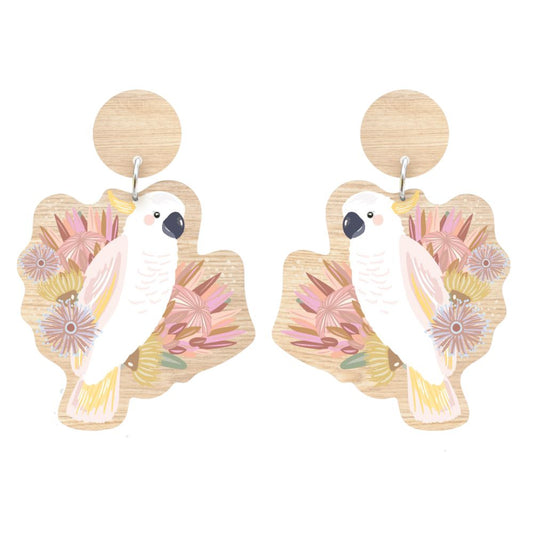 Aero Images Wooden Earrings - Cockatoo