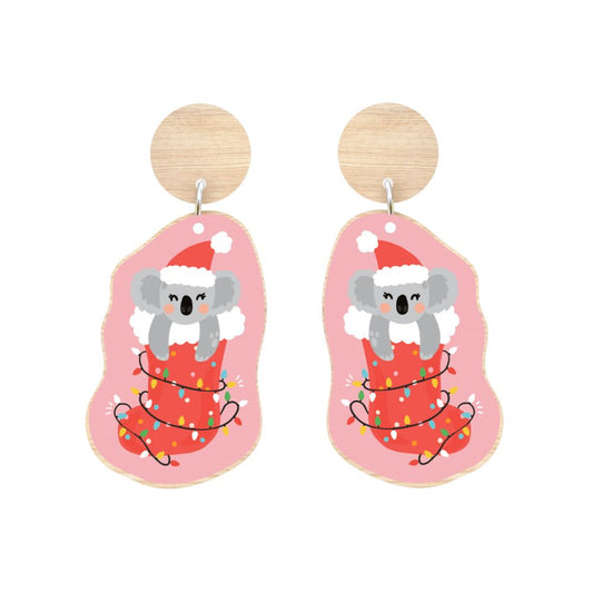 Aero Images Wooden Christmas Earrings - Koala