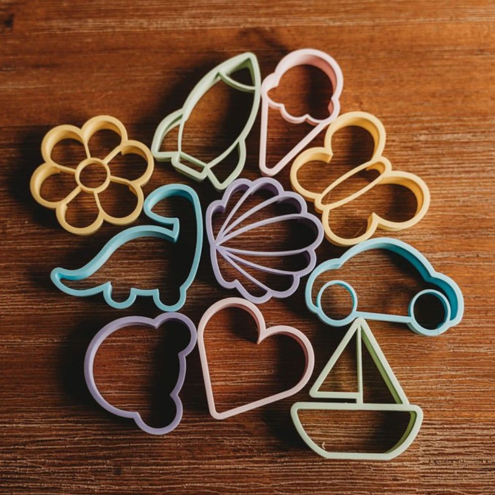 Eco Cutter Set - Playdough Assorted Colour Shapes (set of 10)