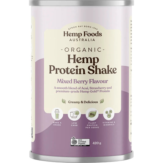 Hemp Foods Australia Organic Hemp Protein Shake - Mixed Berry 420g