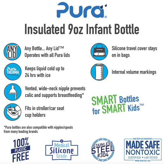 Pura Kiki Insulated Infant Bottle 260ml - Rose