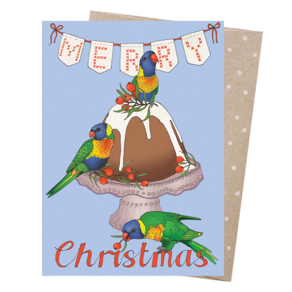 Earth Greetings Card - Merry Lorikeets