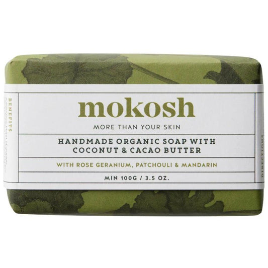 Mokosh Handmade Soap with Rose Geranium, Patchouli & Mandarin