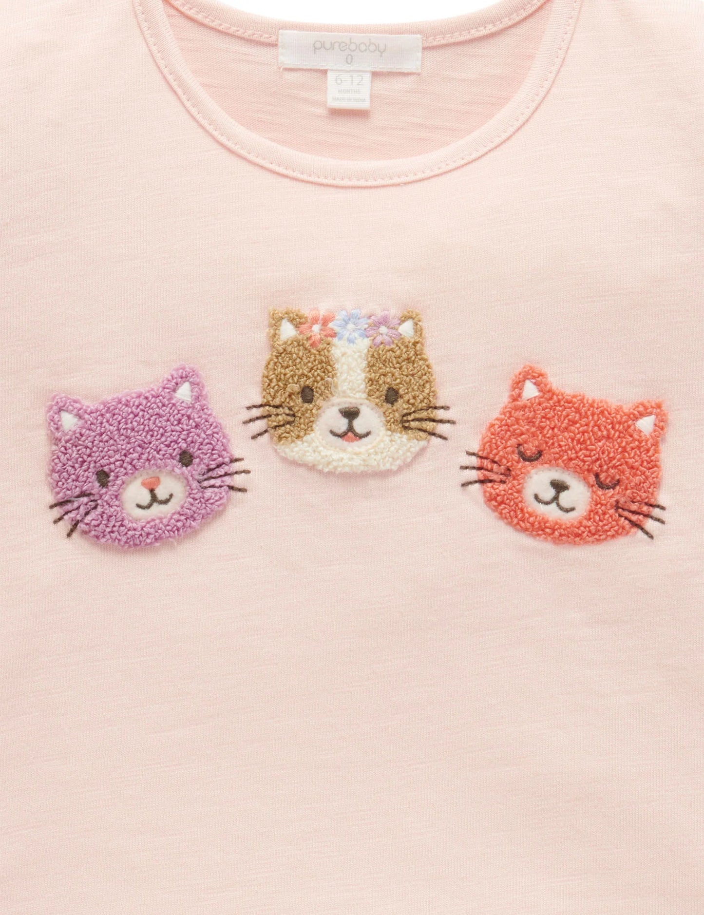 Purebaby Kitty Ruffle Tee - Sorbet