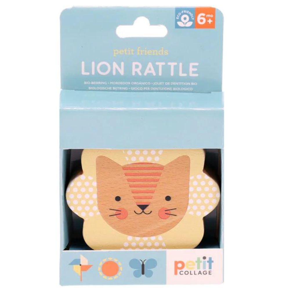 Petit Collage Lion Rattle Multi-Coloured