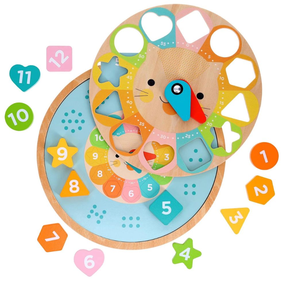 Petit Collage Multi-Language Learning Clock Puzzle Multi-Coloured