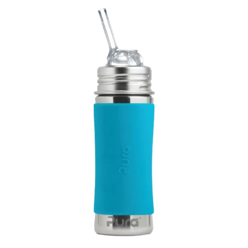 Pura Kiki Stainless Steel Kiddo Straw Bottle 325ml - Aqua V2