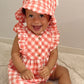 Purebaby Gingham Romper Coral Gingham