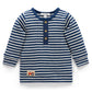 Purebaby Henley Waffle Top - Blueberry Stripe