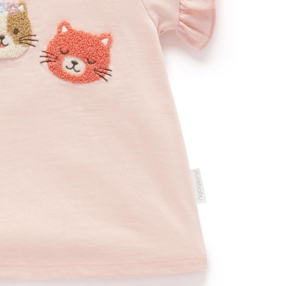 Purebaby Kitty Ruffle Tee - Sorbet