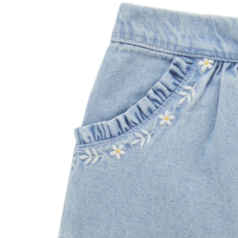 Purebaby Ruffle Shorts - Faded Denim