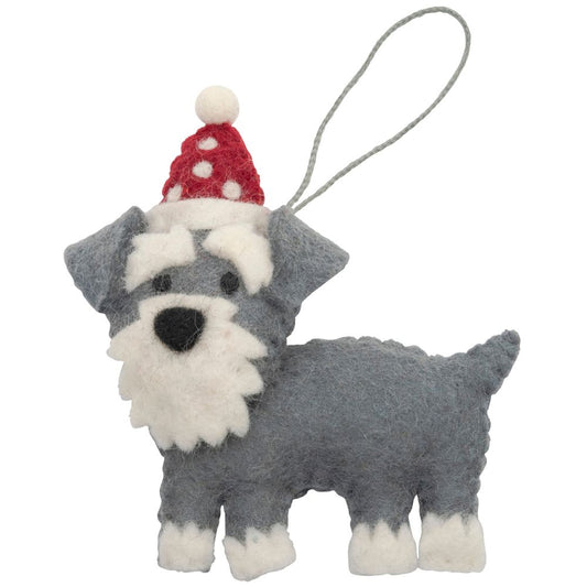 Fairtrade Felt Christmas Decoration - Schnauzer