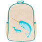 SoYoung Raw Linen Toddler Backpack - Teal Narwhal