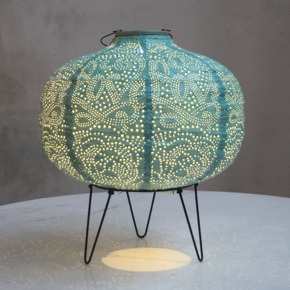 Lumina Outdoor LED Solar Lantern - Teal Pumpkin