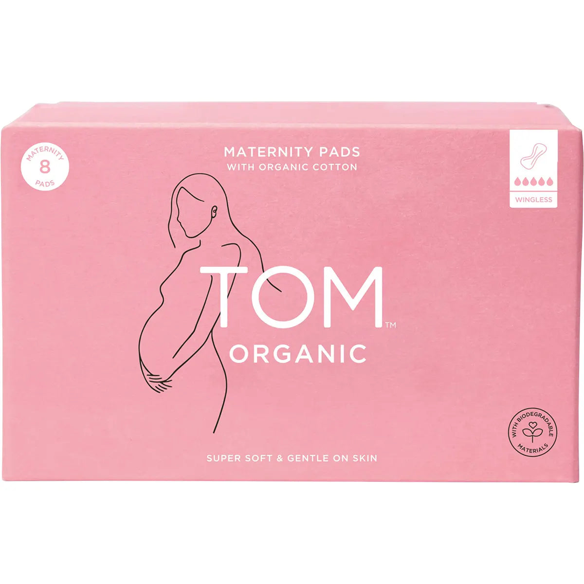 TOM Organic Maternity Pads Wingless 8 pk