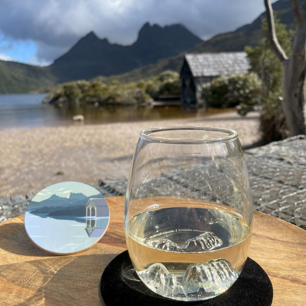 Uprising Glassware Single Wine Glass + Coaster Set - Cradle Mountain (Wulinantikala)