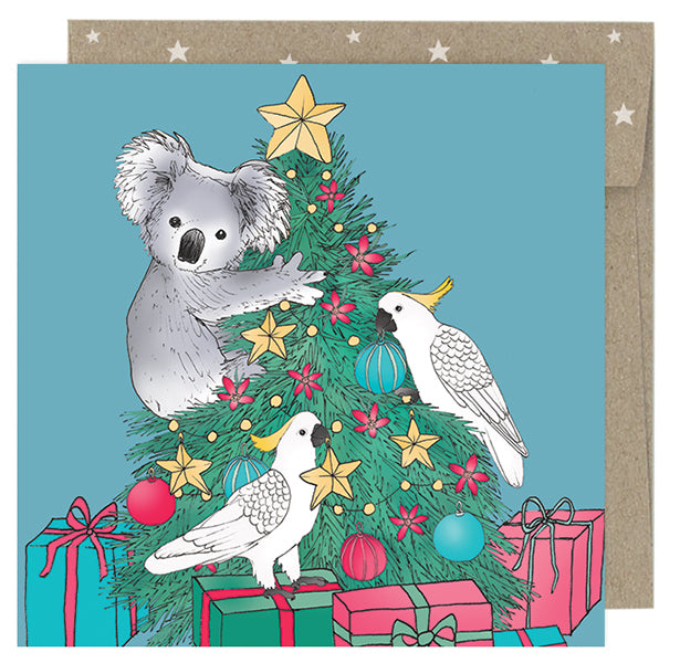 Earth Greetings Square Boxed Christmas Cards Pack - Tree Tidings (8)