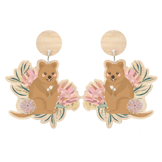 Aero Images Wooden Earrings - Quokka