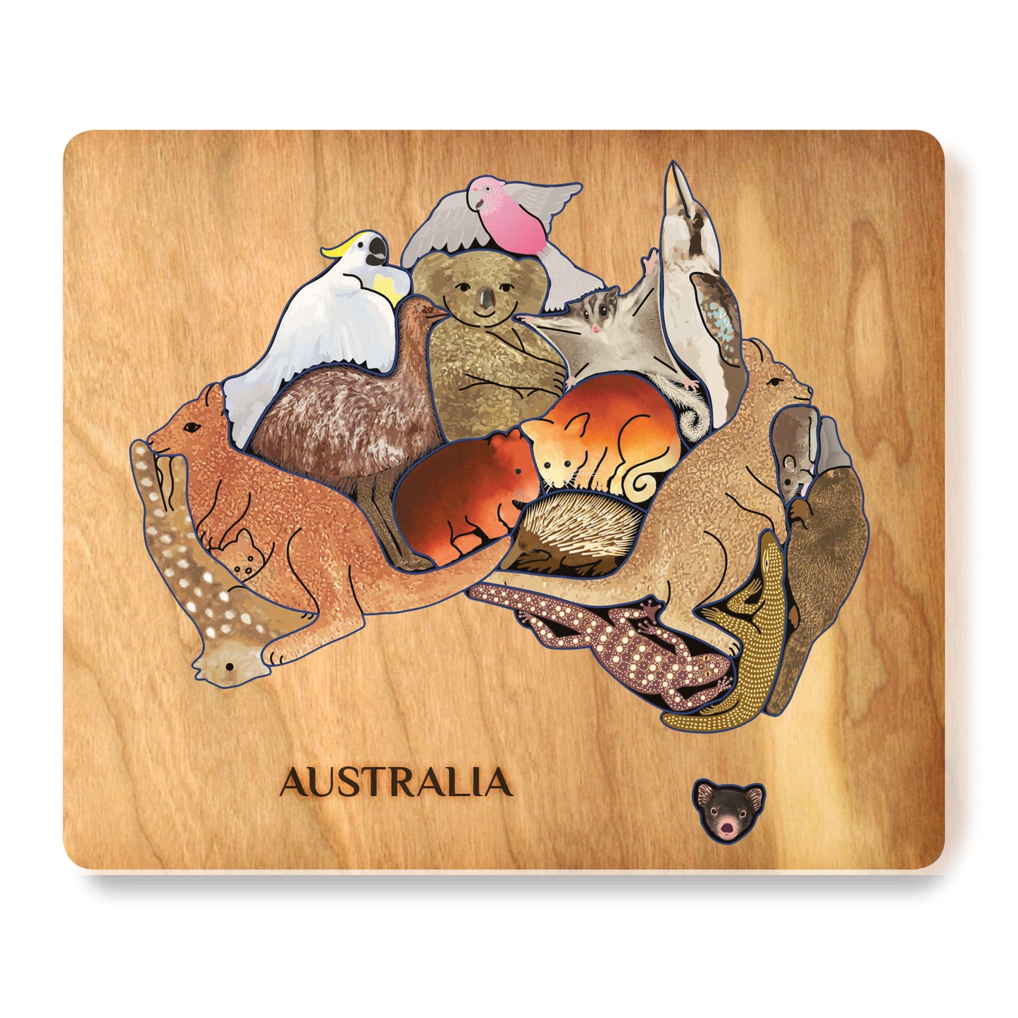 Animal Magic Educational Wooden Cluster Puzzle - Native Australian Animals