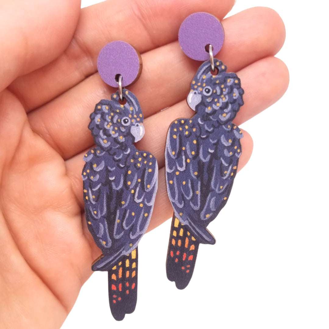 Pixie Nut and Co Black Cockatoo Earrings