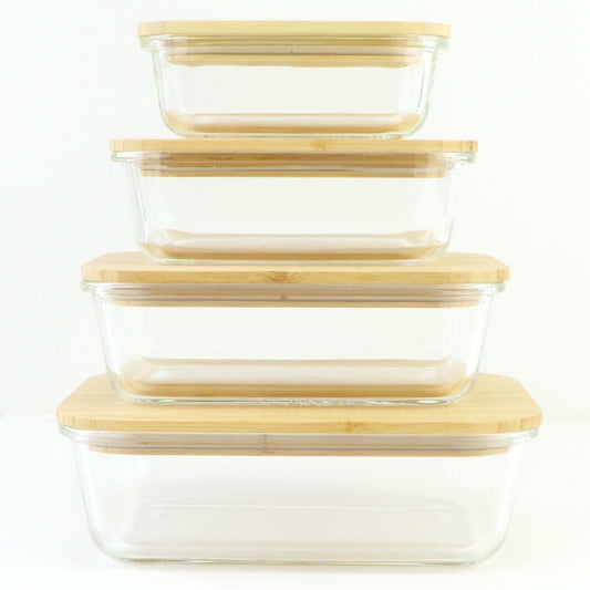 BULK 4x Biome Good To Go Glass Container with Bamboo Lid (Set of 4)