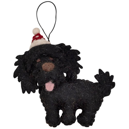 Fairtrade Felt Christmas Decoration - Cavoodle Black