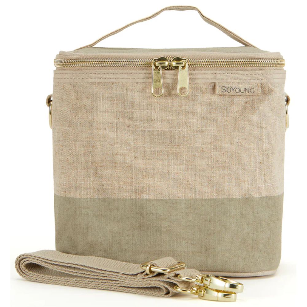 SoYoung Petite Raw Linen Insulated Lunch Cooler Bag