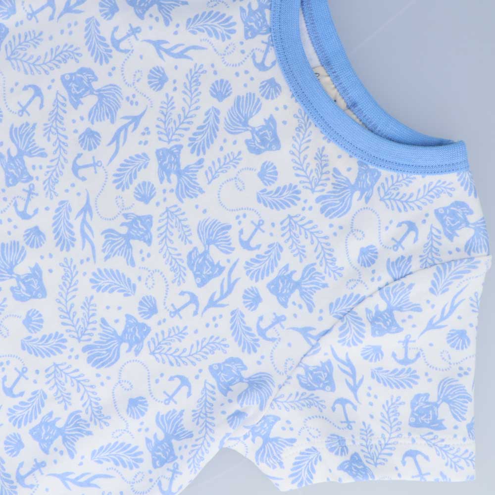 Children's Organic Cotton Short Pyjama Set - Underwater World Blue