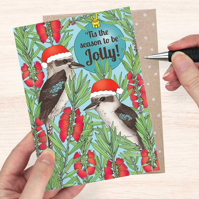 Earth Greetings Christmas Card - Jolly Kookaburras