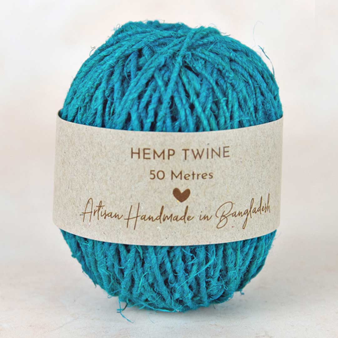 Fair Trade Handspun Hemp Twine 50m - Aqua