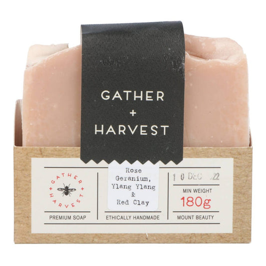 Gather and Harvest Handmade Natural Soap Rose Geranium Ylang Ylang and Australian Red Clay