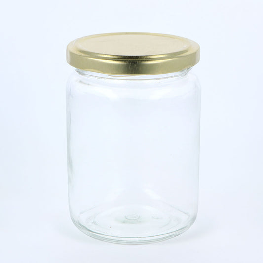 Round Clear Glass Jar with Gold Twist Cap 350ml
