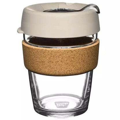 KeepCup 12oz Reusable Coffee Cup. Toughened Glass Cup & Natural Cork Band.  12-Ounce/Medium, Press