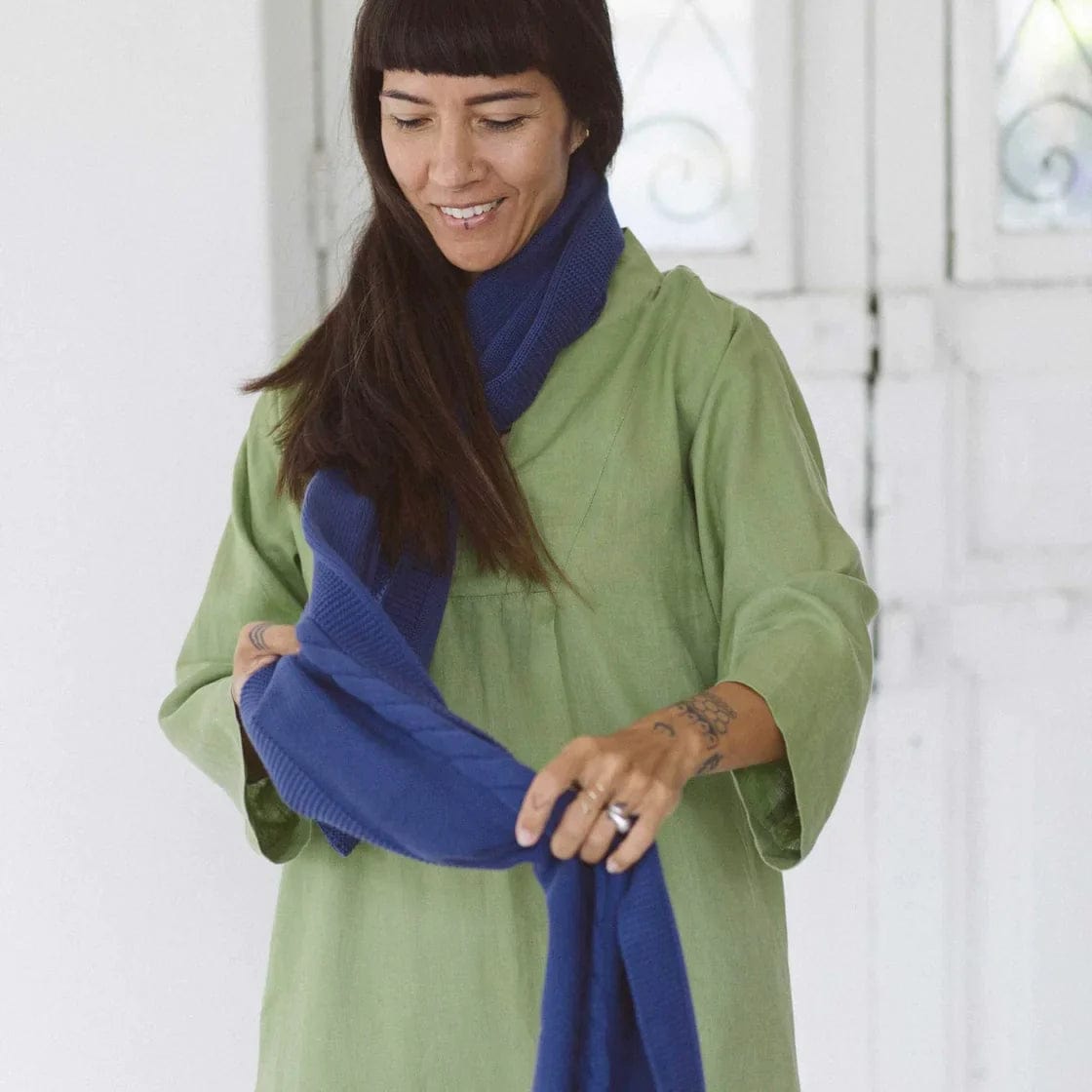 Lazybones Cable Scarf - Indigo