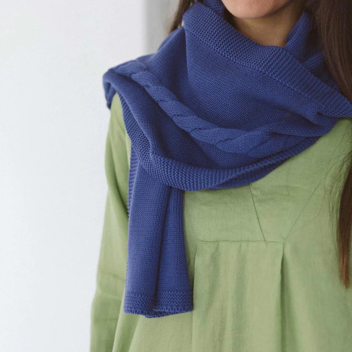 Lazybones Cable Scarf - Indigo