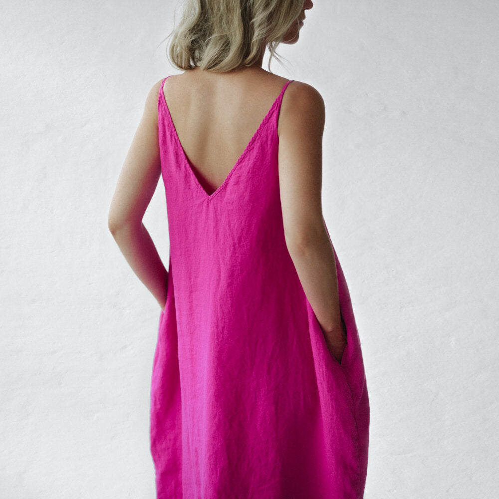 Seaside Tones Nanami Midi Dress - Neon Pink