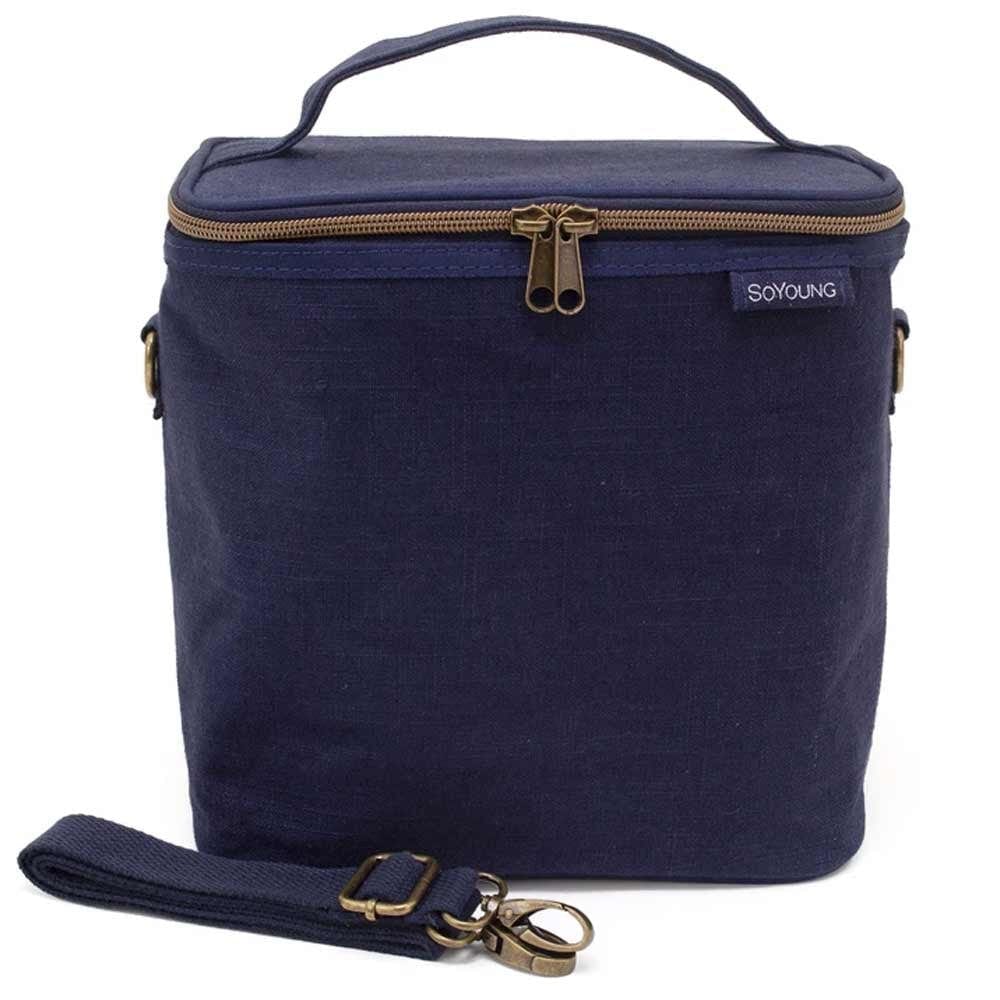 SoYoung Large Linen Insulated Lunch Bag Lunch Poche