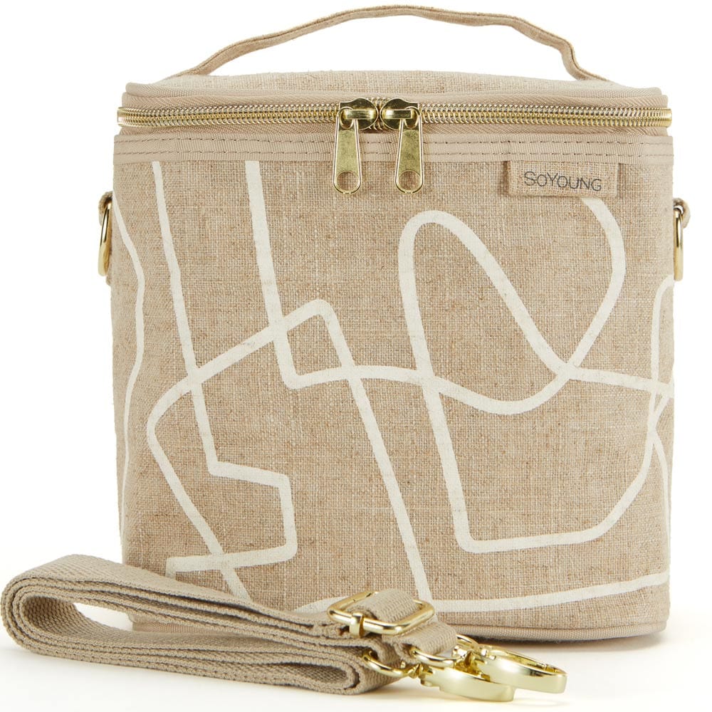 SoYoung Petite Raw Linen Insulated Lunch Cooler Bag