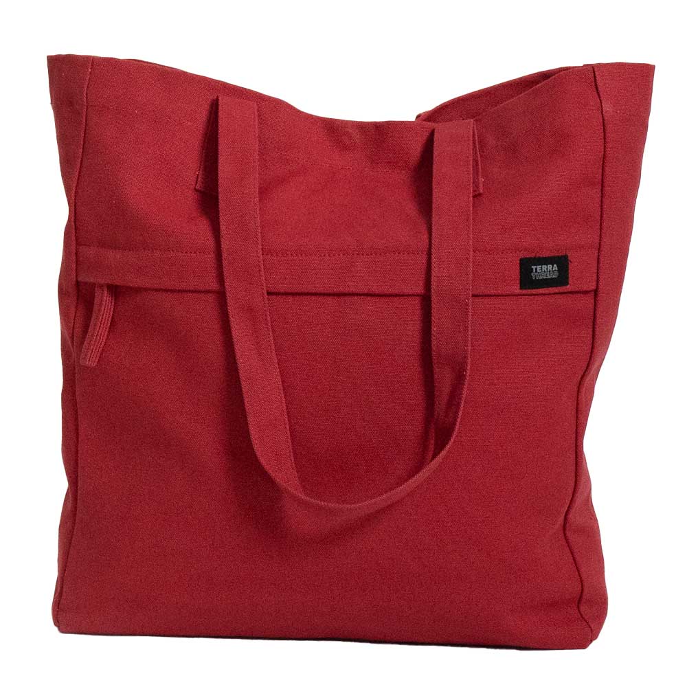 Terra Thread Organic Cotton Executive Work Tote Bag Ruby Red