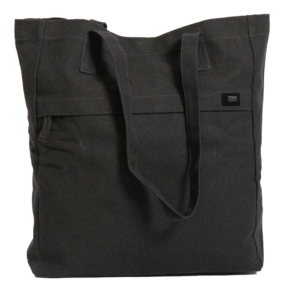 Terra Thread Organic Cotton Executive Work Tote Bag Charcoal Grey