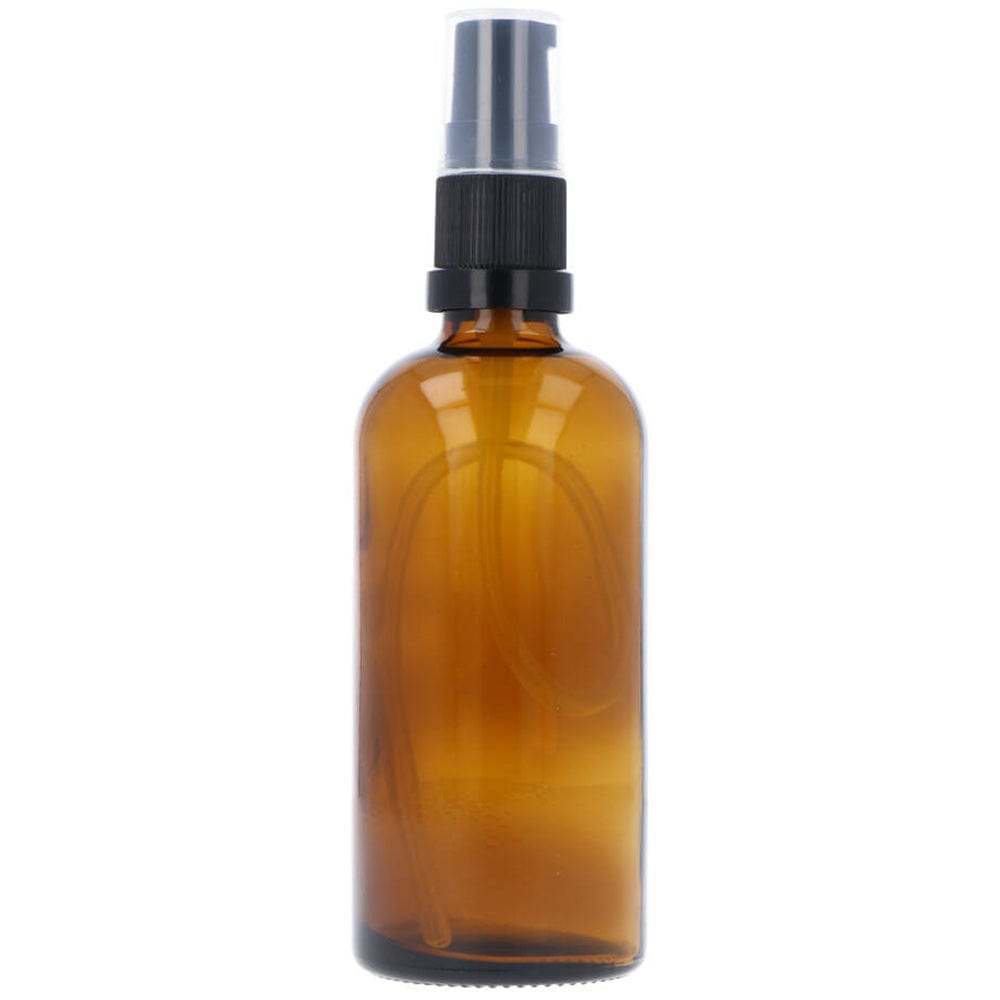 Amber Glass Bottle Black Serum Pump 100ml