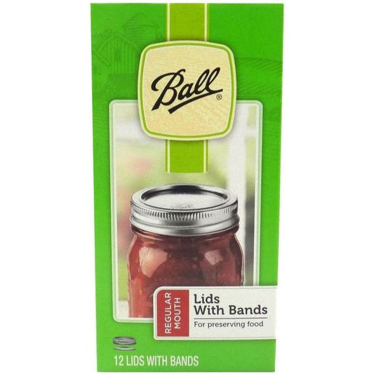 Ball Mason Regular Mouth Canning Lid with Band - Pack of 12