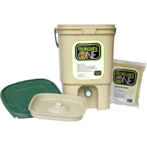 Bokashi compost bin KIT - tan & green