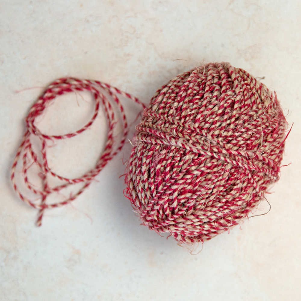 Buy Fair Trade Handspun Hemp Twine 50m - Red and Natural Stripe – Biome ...