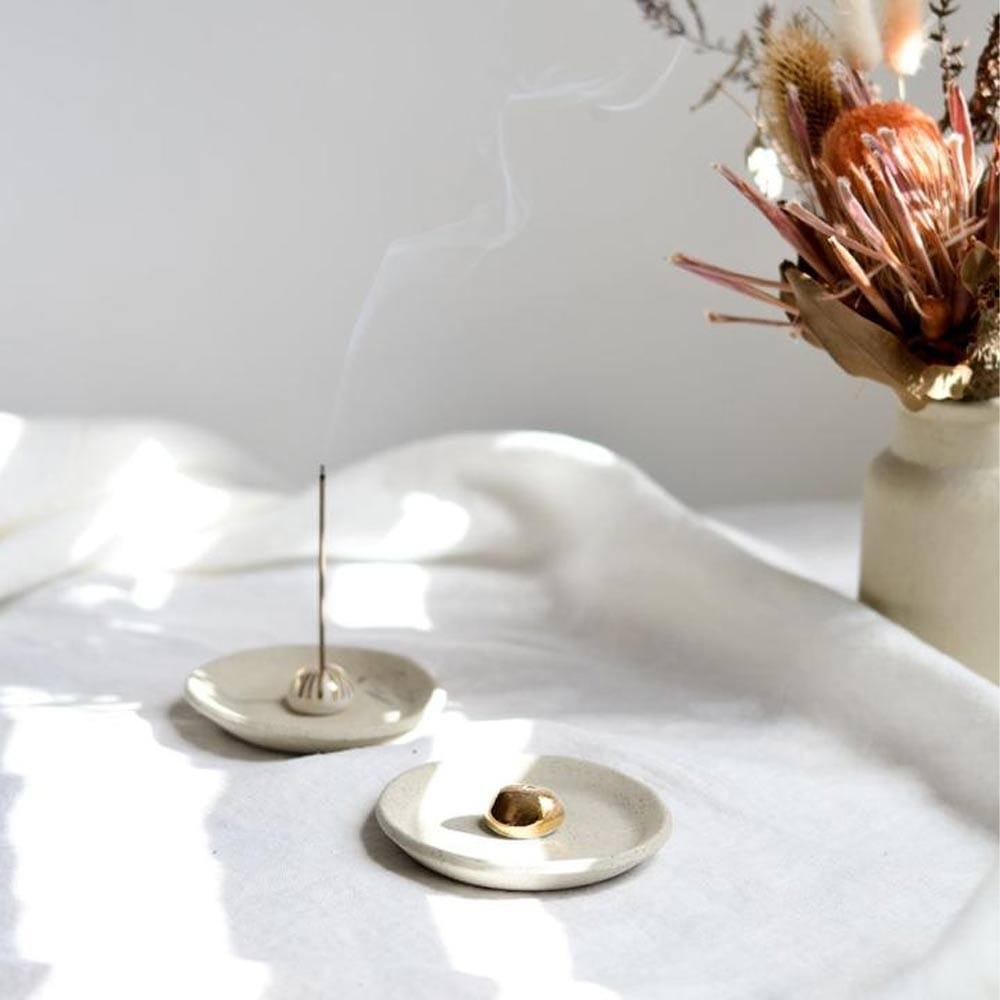 Kim Wallace Ceramics Incense Holder - Gold Bead