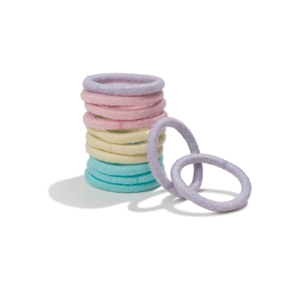 Kooshoo Plastic-Free Round Hair Ties Mini 12 Pack - Pastel Blooms