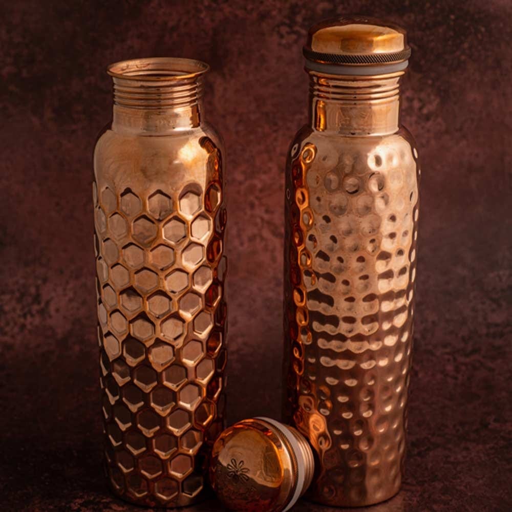 Let's Go Nature'al Copper Water Bottle 950ml -  Traditional Hammered