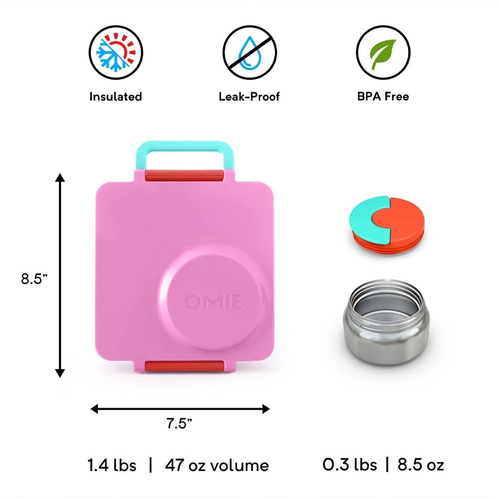 OmieBox Hot & Cold Bento Lunch Box V2 - Pink Berry